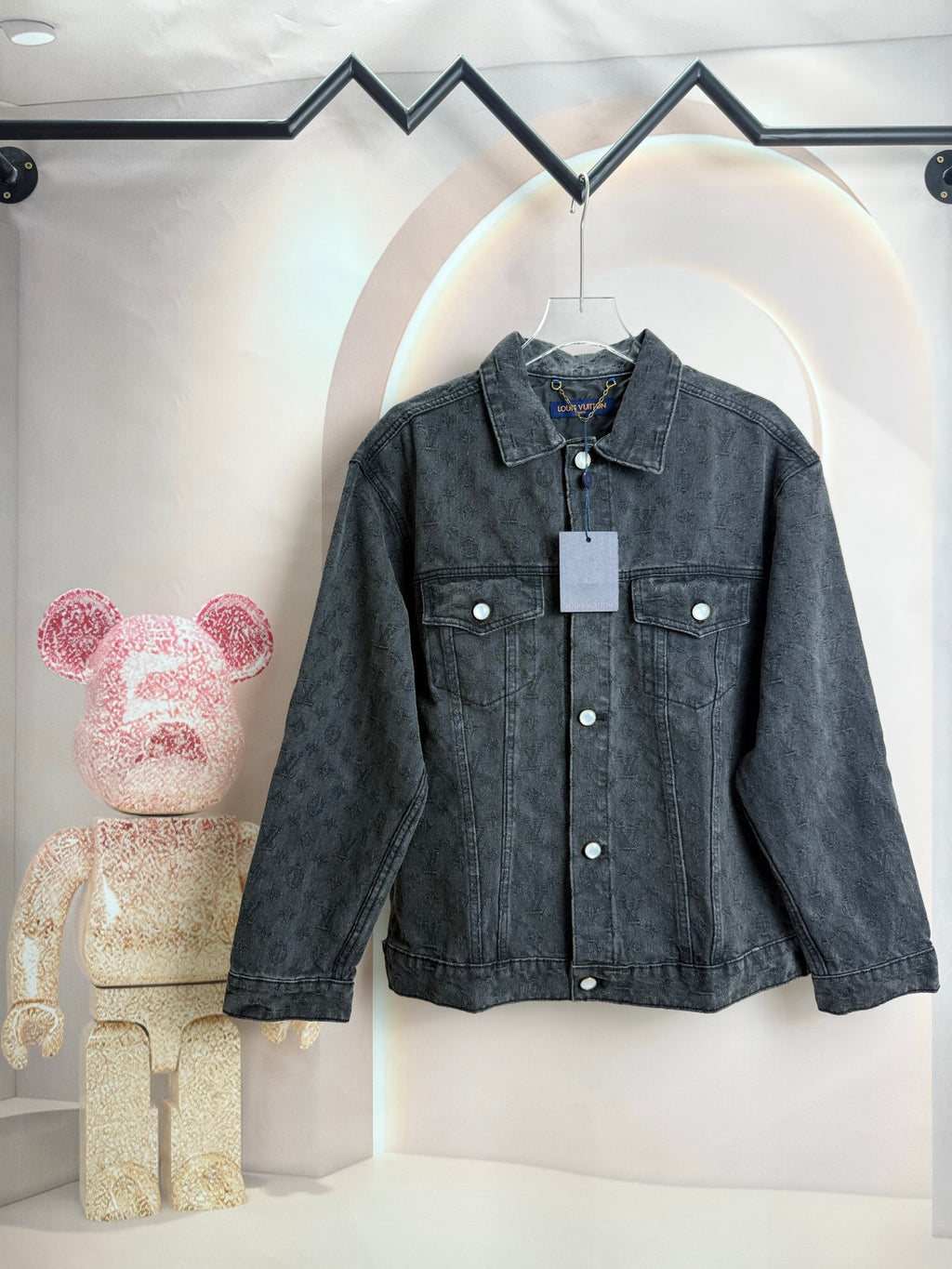 Louis Vuitton dark denim jacket with button front and chest pockets