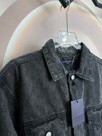 Louis Vuitton dark denim jacket shoulder with button placket