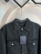 Louis Vuitton dark denim jacket with snap collar and chest pocket