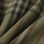 Olive plaid pants fabric with black and red stripe pattern