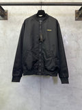 Black Versace bomber jacket with full front zip, ribbed cuffs and hem