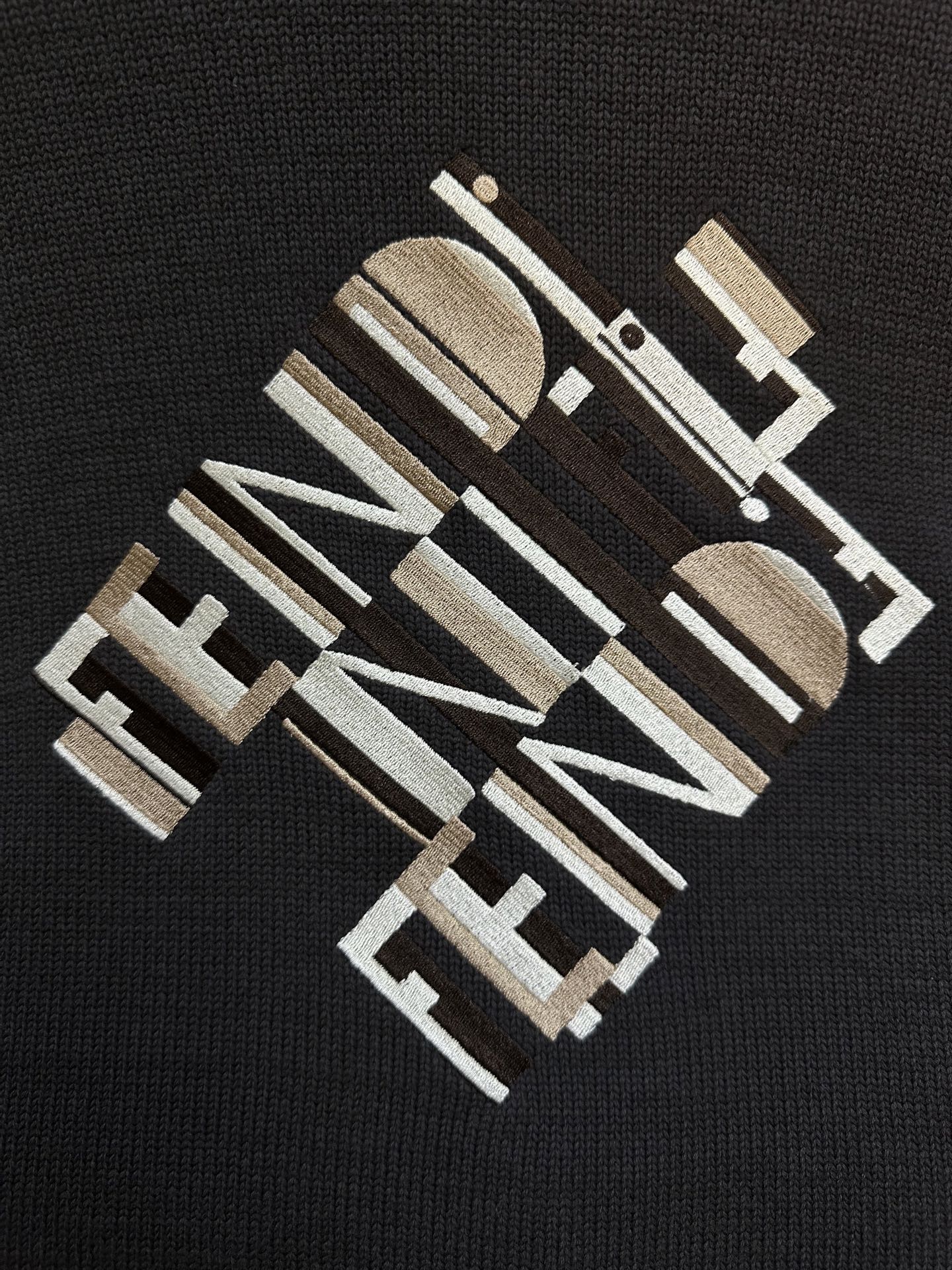 Fendi monogram graphic on dark gray knit sweater