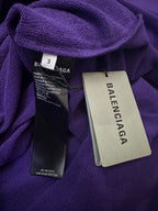 Purple Balenciaga hoodie fabric tag set with size 3 label