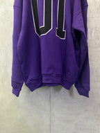 Purple Balenciaga hoodie back view with oversized outlined '01' graphic