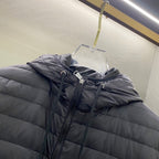 Navy quilted hooded jacket with full zip and drawstring hood