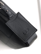 Dior men's textured leather flap pocket with embossed D logo