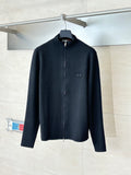 Dior long-sleeve zip jacket with stand collar, black, front logo