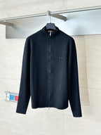 Dior long-sleeve zip jacket with stand collar, black, front logo