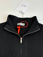 Dior long-sleeve zip jacket neckline, black with zipper and tag