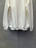 White sweatshirt with ribbed cuffs and hem, plain rear view