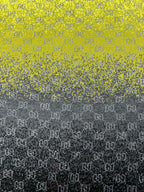 Yellow and dark gradient knit sweater with GG logo pattern close-up