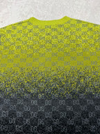 Yellow long-sleeve sweater with GG logo knit and ribbed collar