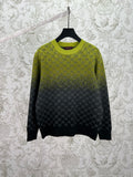 Gradient long-sleeve sweater with GG-knit pattern and ribbed crewneck