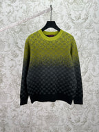 Gradient long-sleeve sweater with GG-knit pattern and ribbed crewneck