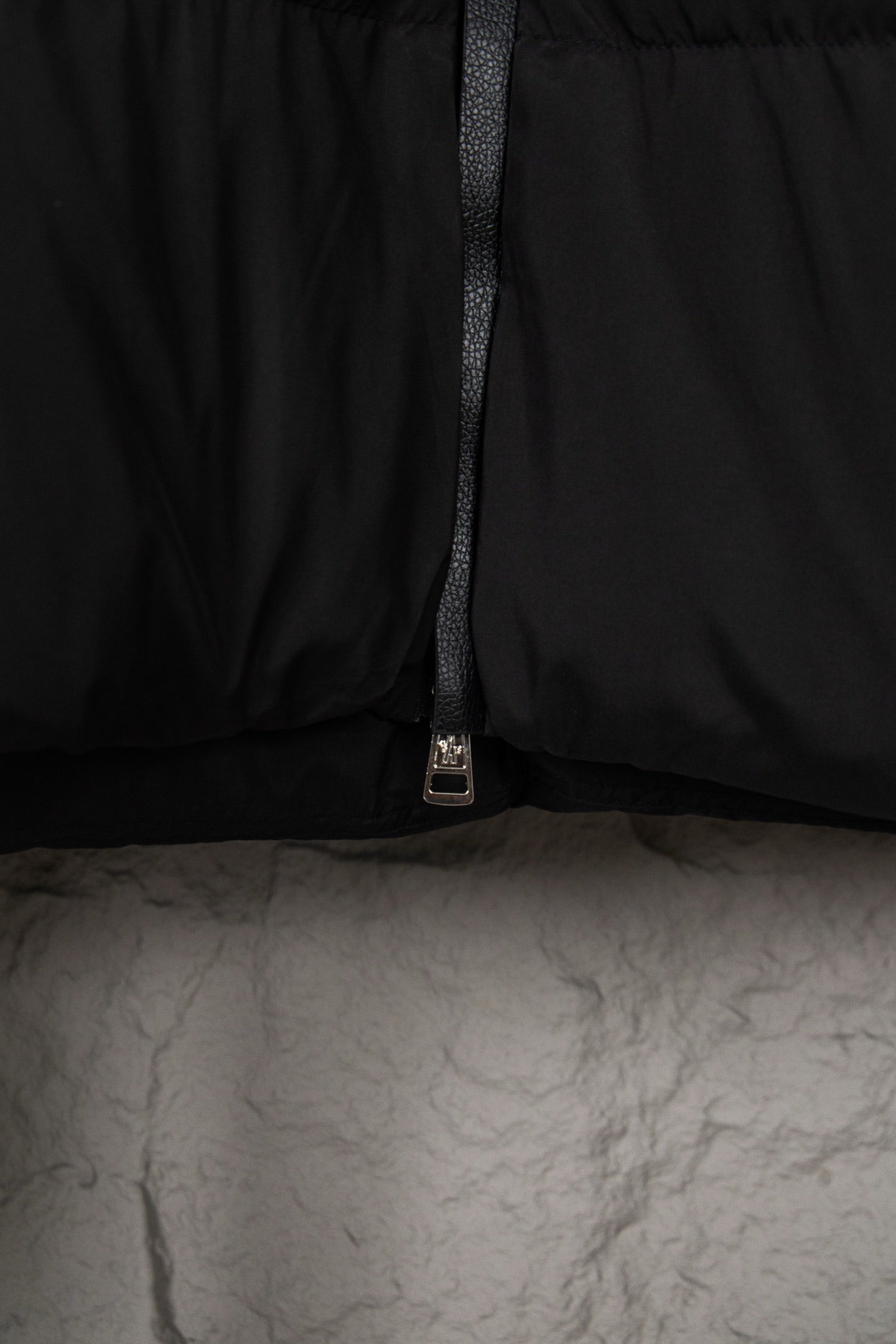 Long black Moncler jacket with full-length zipper