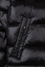 Moncler long puffer jacket front quilting with zipper seam