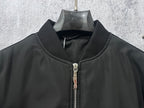 Dior black bomber jacket neck and front zip with metal pull, ribbed collar