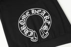 Black hoodie front panel with large circular white logo graphic