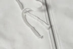 Chrome long hoodie front drawstring and zipper area close-up