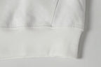 White ribbed hem and cuff detail on zip-up hoodie