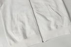 Chrome long hoodie front view with full-length zipper and pocket seams