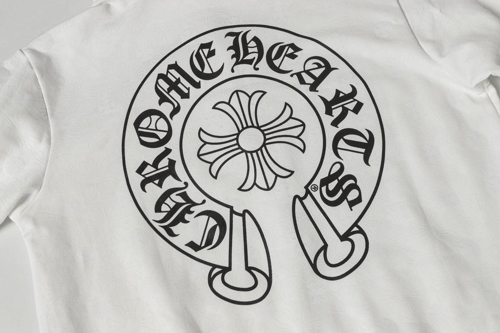 Chrome long hoodie circular flower graphic print on the front