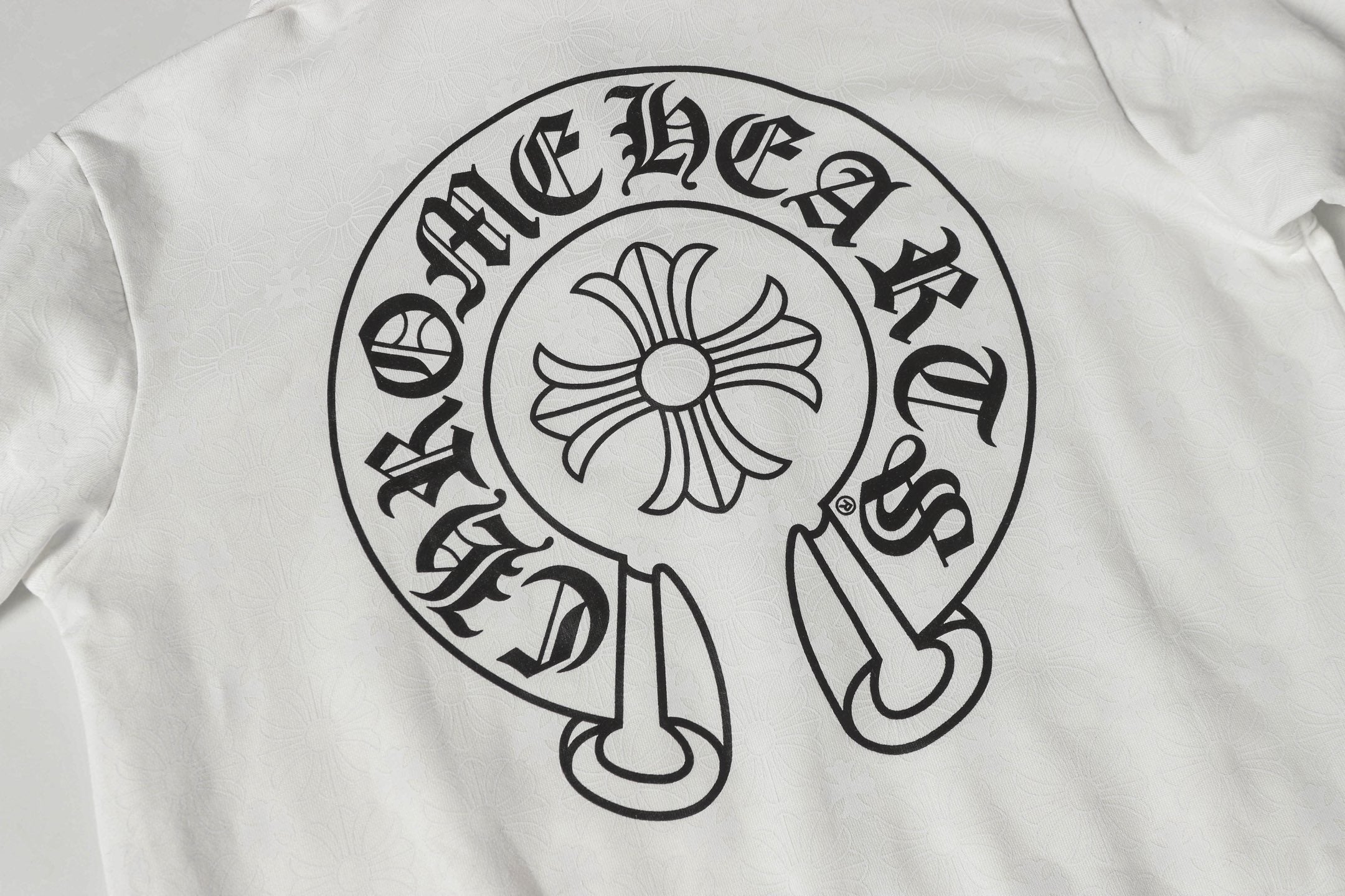 Chrome long hoodie circular flower graphic print on the front