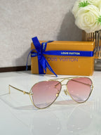 Louis Vuitton sunglasses with pink mirrored lenses and gold-tone metal frames