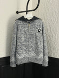 Louis Vuitton grey knit zip sweater with stand collar