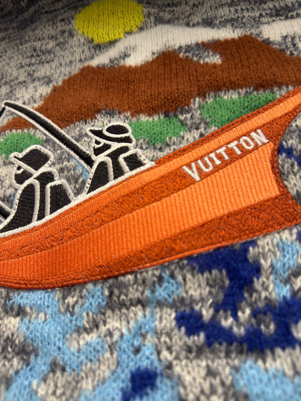 Louis Vuitton sweater graphic patch with orange VUITTON stripe