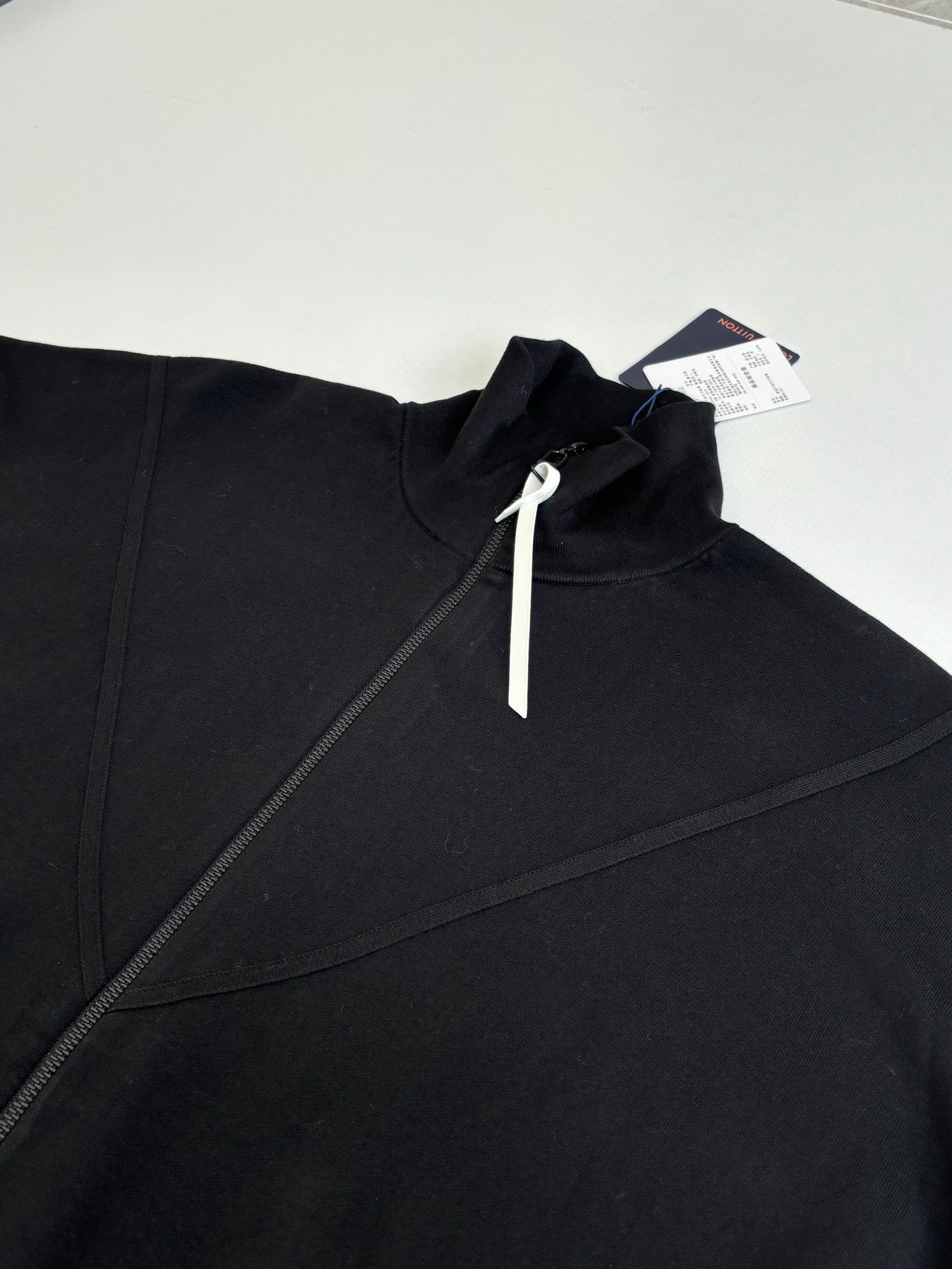 Louis Vuitton zip-up jacket collar detail, dark navy, zip front
