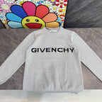 Light gray long-sleeve sweatshirt with black GIVENCHY logo text on the front