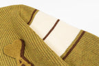 Striped knit sleeve cuff with white and brown bands