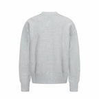 Light gray knit cardigan back view with ribbed hem and cuffs