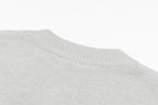 Light gray ribbed knit neckline and collar detail