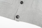 Amiri ribbed knit button-front top with dark buttons, gray