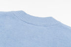 Amiri light blue knit cardigan high ribbed collar detail