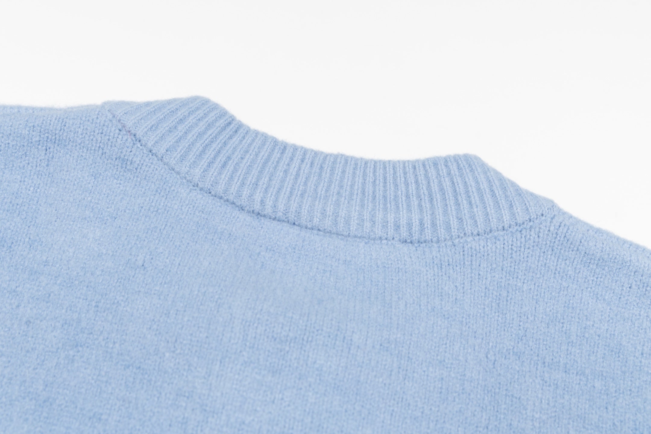 Amiri light blue knit cardigan high ribbed collar detail