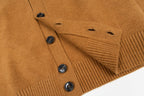 Amiri button-front knit sweater with ribbed cuffs and tan buttons