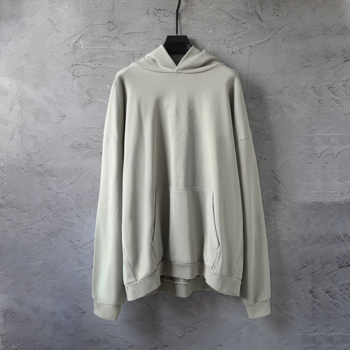 Balenciaga off-white pullover hoodie with hood and front kangaroo pocket