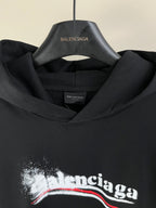Dark Balenciaga hoodie neckline and hood with inner label