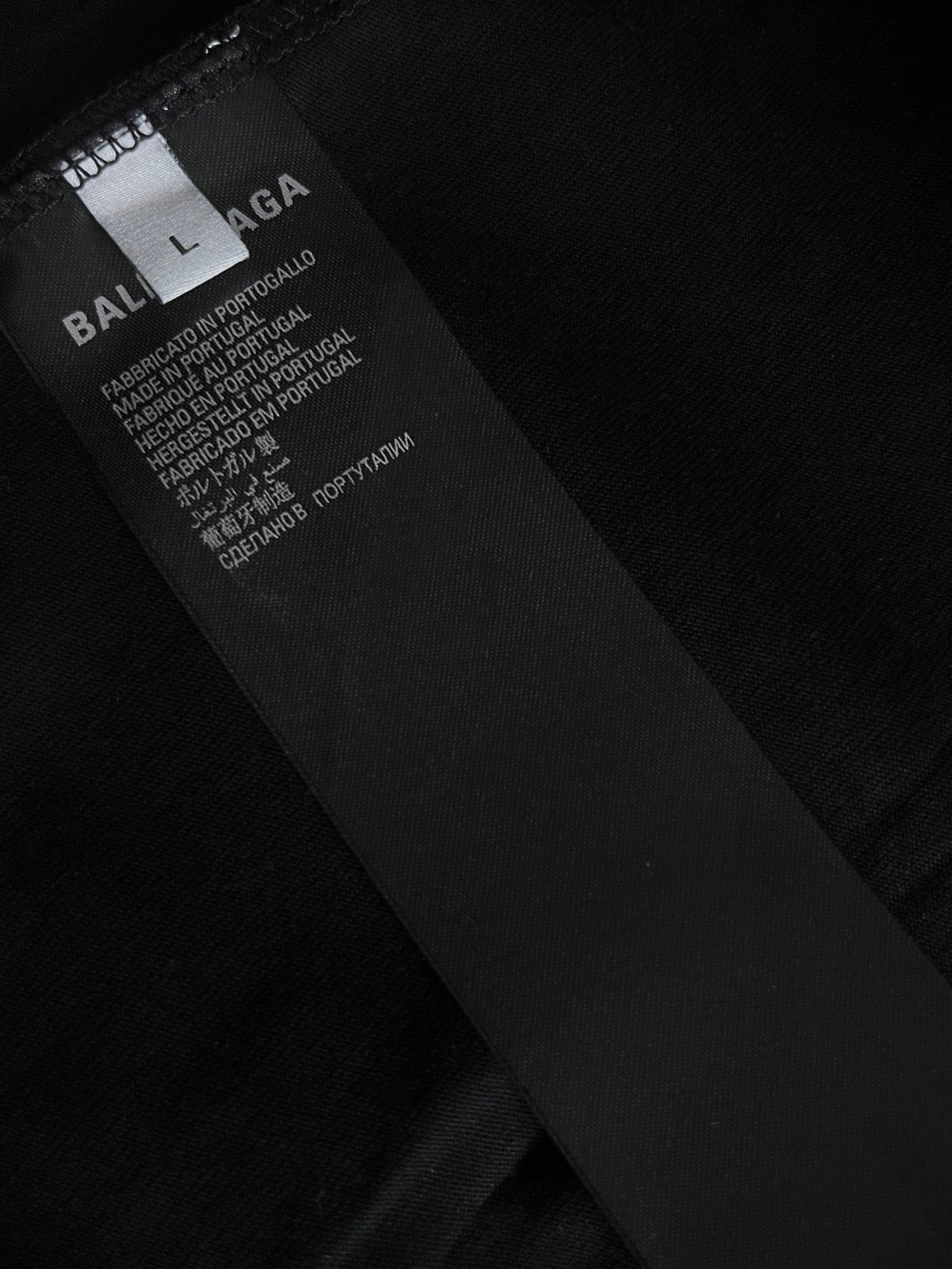 BALENCIAGA fabric care label reading Made in Portugal