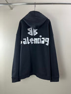 Balenciaga long hoodie, hooded back with large graphic logo print in white