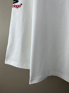 White long-sleeve T-shirt with Balenciaga logo on sleeve cuff and hem
