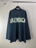 Balenciaga long-sleeve T-shirt with BALENCIAGA text graphic, dark fabric