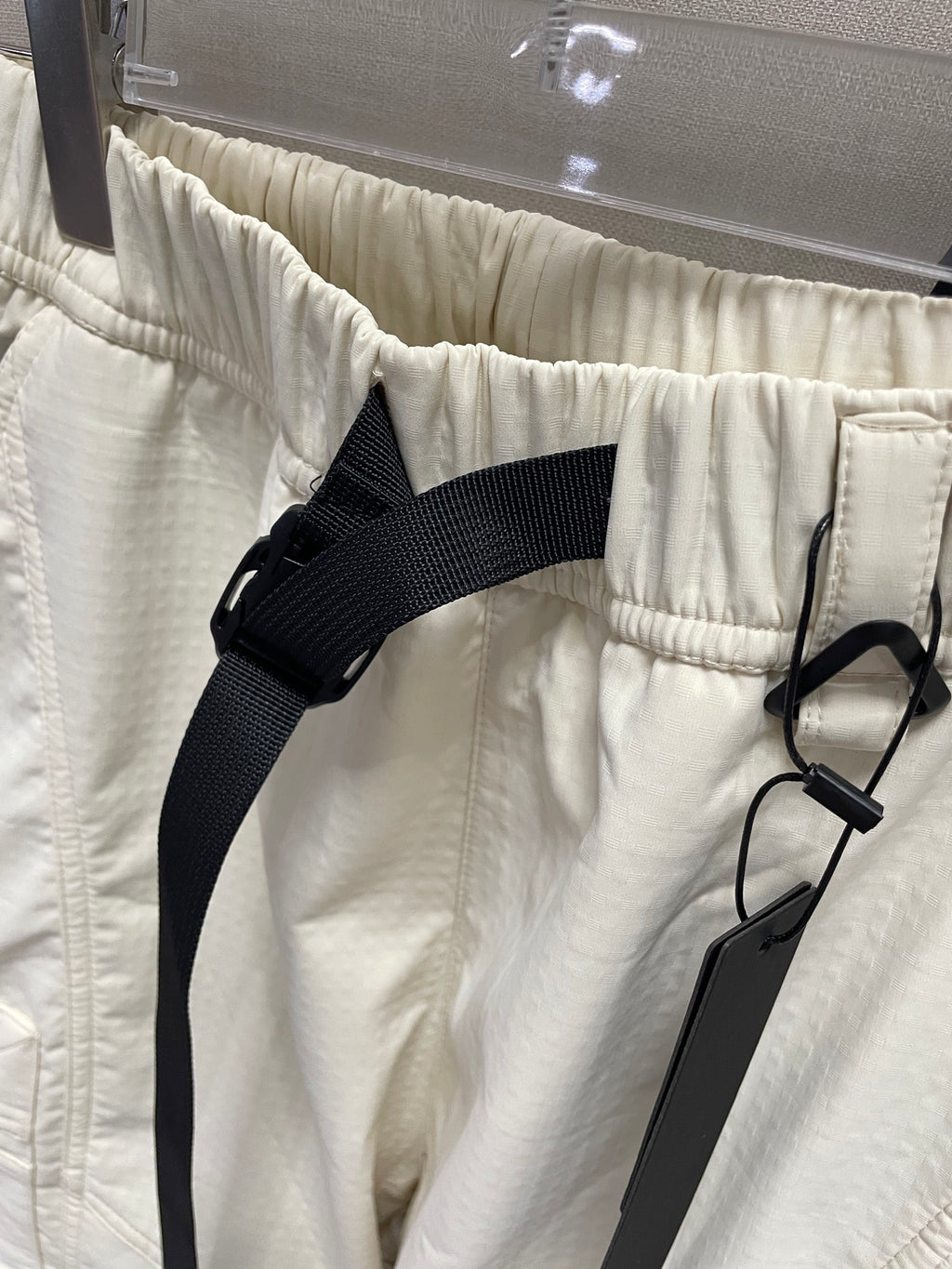 Stone Island off-white pants with adjustable webbing belt strap
