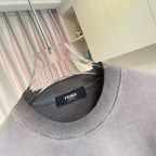 Fendi heather gray T-shirt neckline with black inner brand label