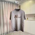 Fendi short-sleeve T-shirt in heather gray with multicolor logo graphic on chest