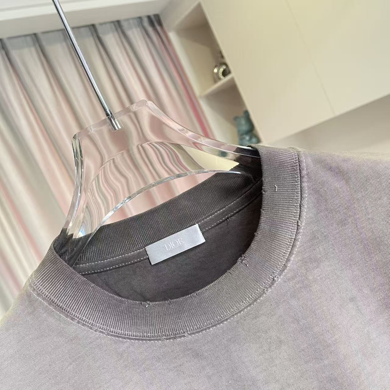 Dior heather gray crew-neck T-shirt collar with inner size label