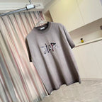 Dior heather gray short-sleeve T-shirt with front graphic print